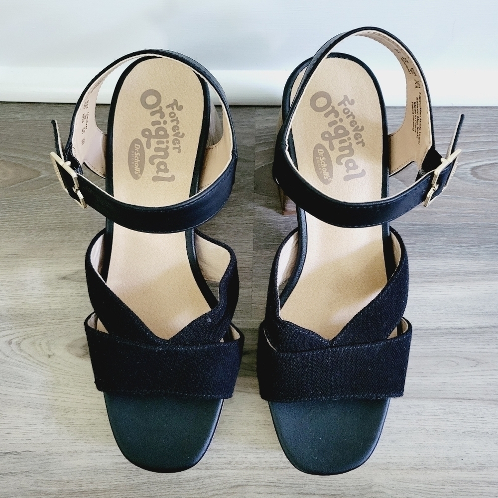 New Dr Scholls Black Ankle Fabric Sandals Size 9M - Picture 5 of 8